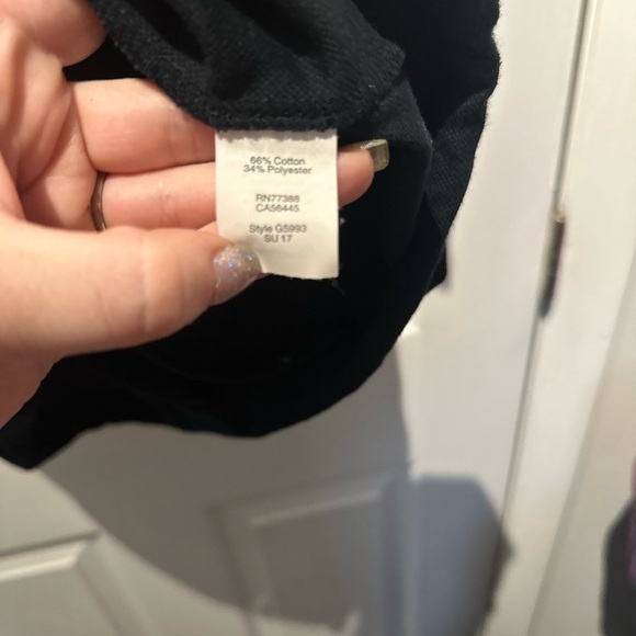 Madewell Poplin Puff Sleeve Crop Top Womens Sz XS Black Blue Boho Summer - Picture 4 of 6